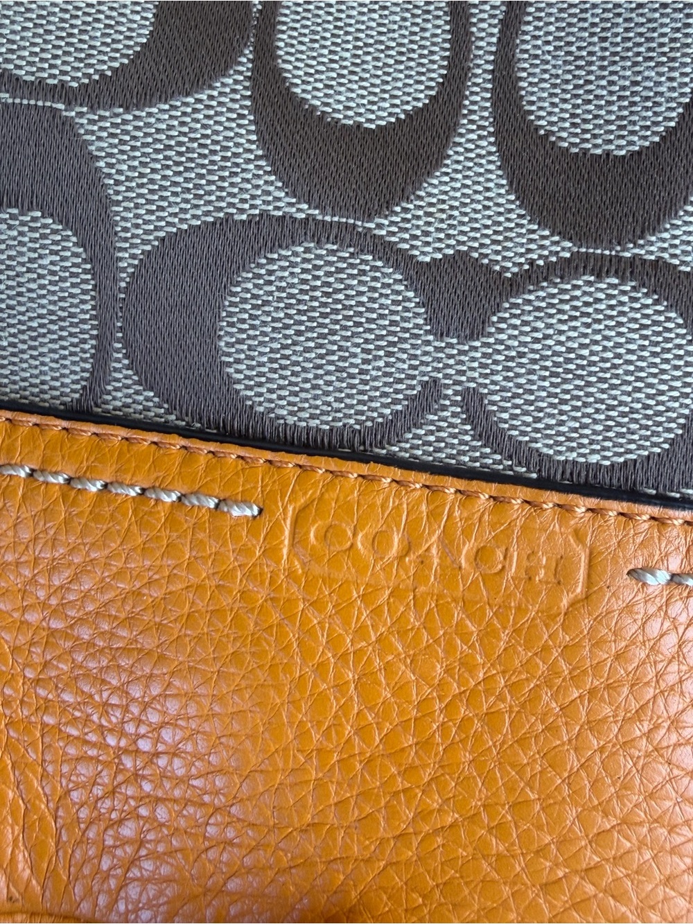 Coach Brown Signature Canvas Crossbody with Orange Leather Trim - Picture 6 of 8